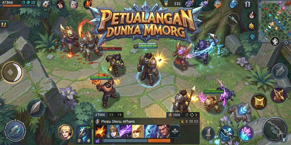 Screenshot AT866 menampilkan pertarungan seru dalam dunia MMORPG.