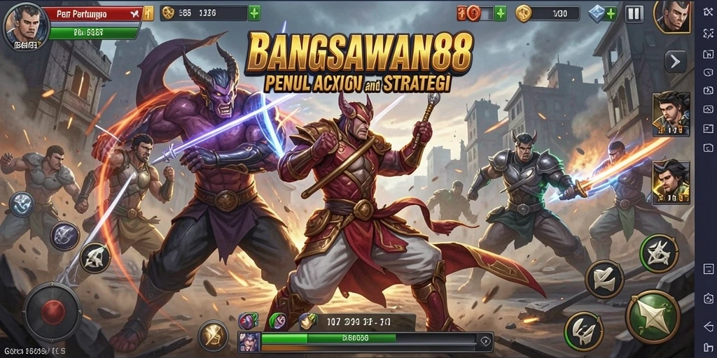 Screenshot gameplay BANGSAWAN88 yang menunjukkan pertarungan seru.