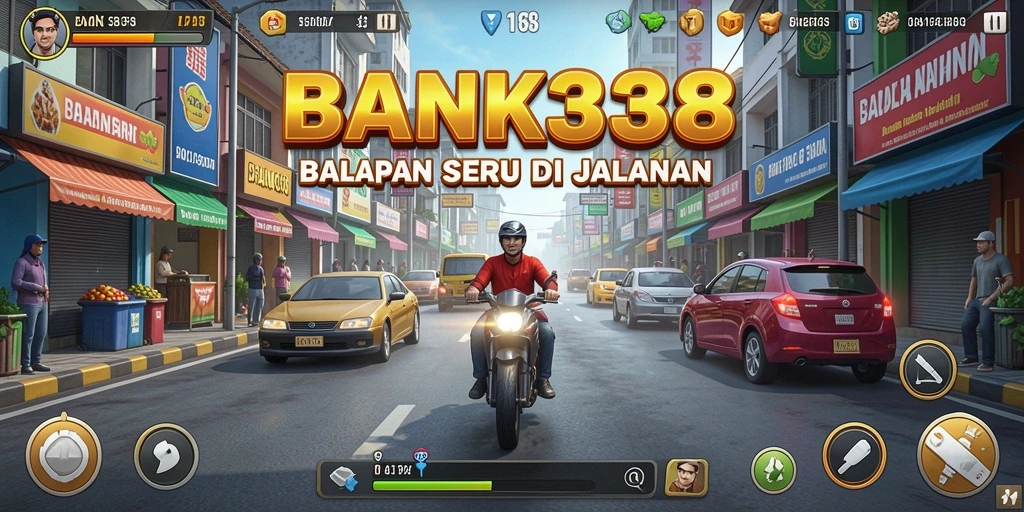 Screenshot gameplay BANK338 menampilkan balapan intense di lintasan menantang.