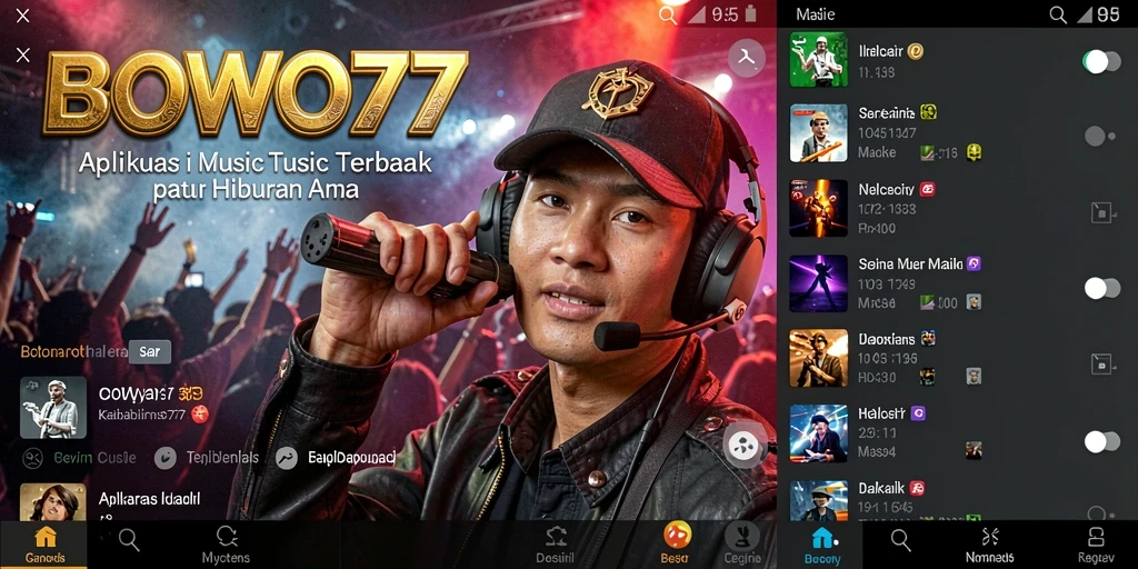 Tampilan antarmuka BOWO77 dengan koleksi lagu yang menarik.