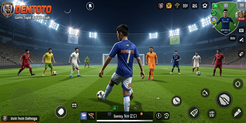 Tampilan gameplay DENTOTO yang seru dan menegangkan dalam aksi sepak bola.