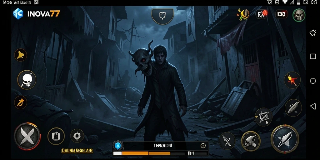 Screenshot gameplay INOVA77 menampilkan suasana penuh ketegangan di dunia Horror.