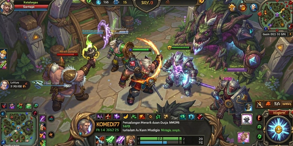 Screenshot menampilkan aksi seru dalam game MMORPG KOMEDI77.