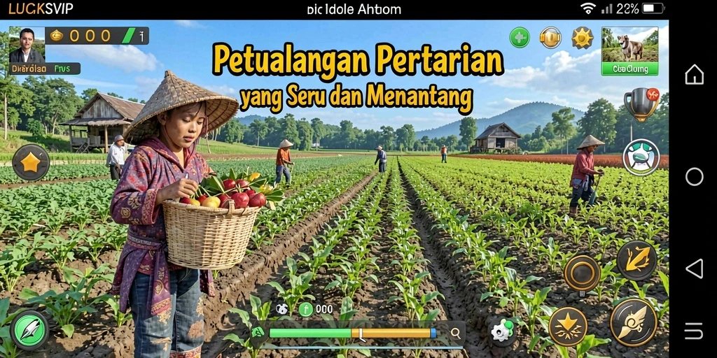 Screenshot LUCKSVIP menampilkan gameplay seru saat bertani.