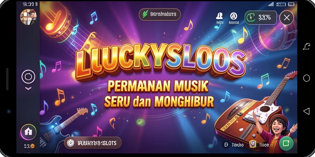 Menampilkan gameplay seru LUCKYSLOTS dengan alunan musik yang menggugah.