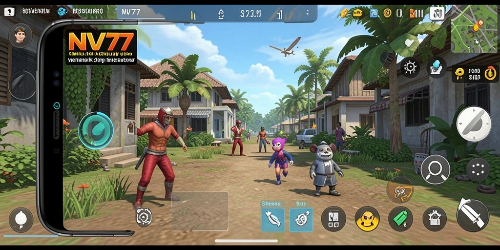 Tampilan gameplay NV77 yang menggambarkan simulasi kehidupan sehari-hari.