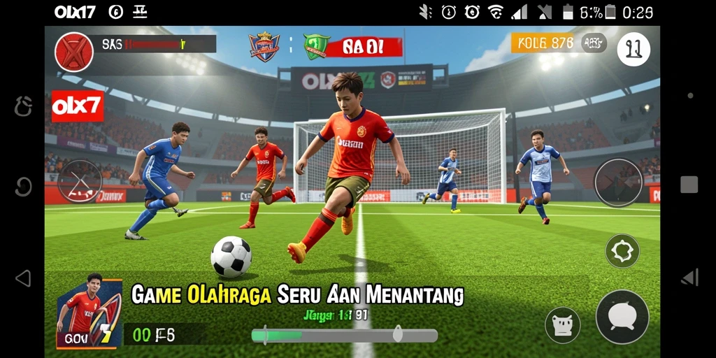 Tangkapan layar OLX17 yang menunjukkan gameplay olahraga yang seru.