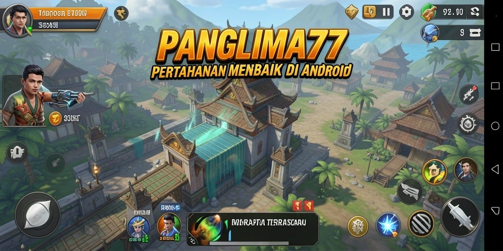 Tampilan seru gameplay Tower Defense dalam PANGLIMA77 menunjukkan pertarungan seru.