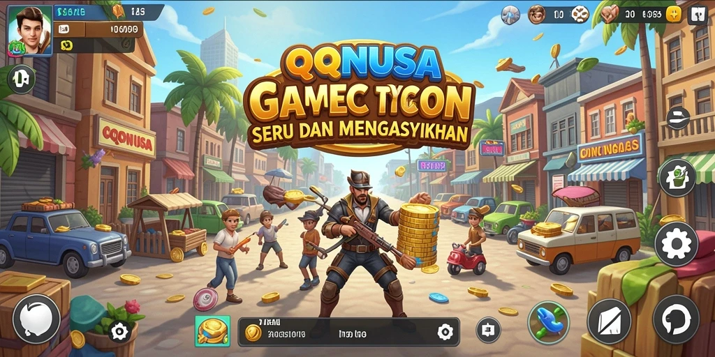 Tampilan gameplay QQNUSA yang seru dan menantang dalam genre Tycoon.