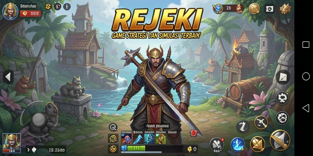 Screenshot menunjukkan gameplay seru dalam membangun kerajaan di REJEKI.