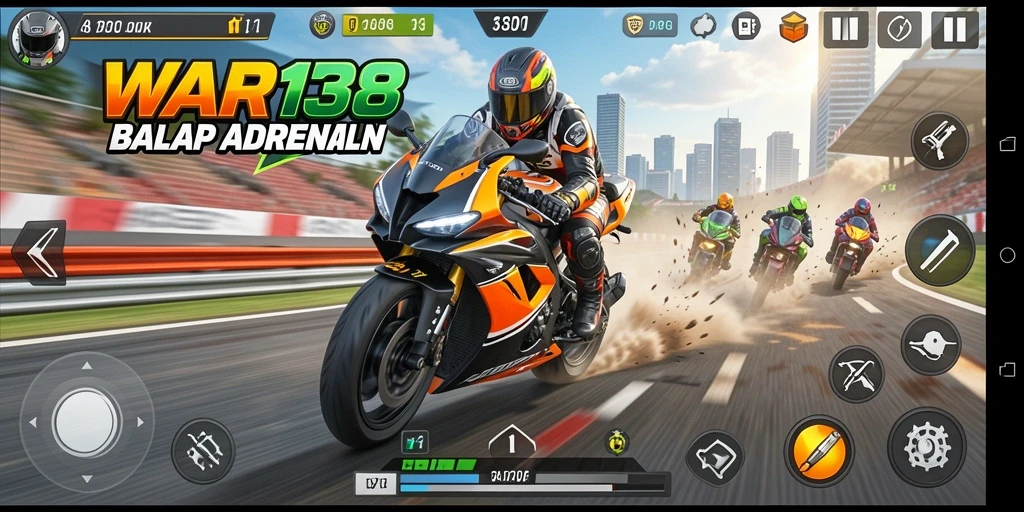 Tampilan mendebarkan dari balap motor di jalur menantang.