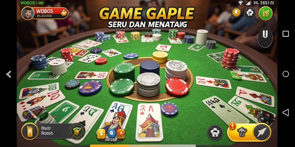 Tampilan gameplay seru WDBOS dengan kartu Gaple.